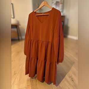 Chic Rust Long Sleeve Dress